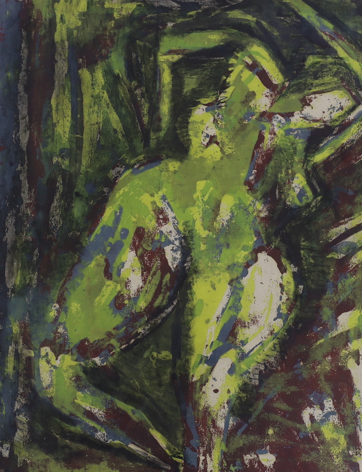 Cliff Holden (1919-2020), colour screenprint, Female figure, signed and dated 1975 in pencil, artist proof limited edition, 1/1, 56 x 45cm